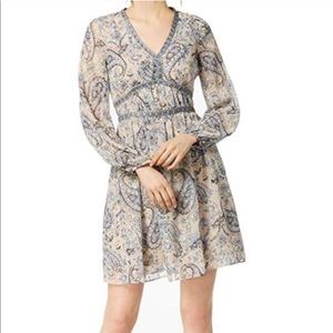 Taylor Paisley V- neck long sleeve dress